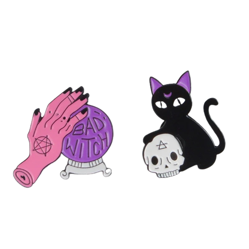 Pinuri Gotice Pisică Neagră și Mână Vrăjitoare