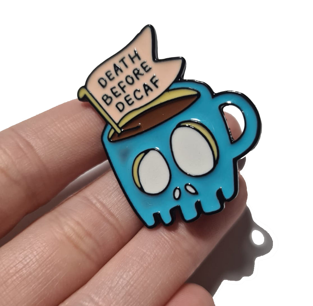 Pin Cafea Monstruleț "Death Before Decaf"