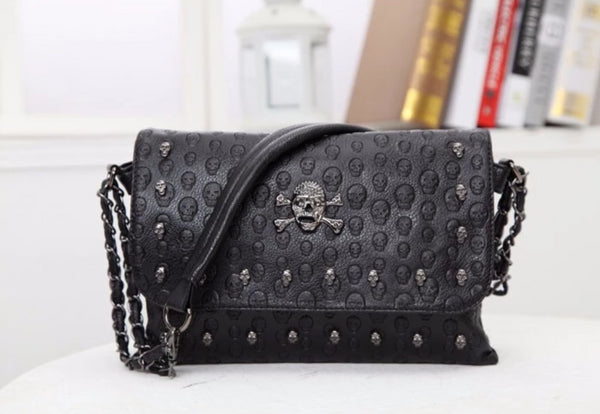 Geantă De Umăr Damă Punk Skeleton PU