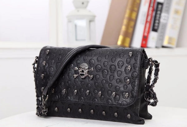 Geantă De Umăr Damă Punk Skeleton PU