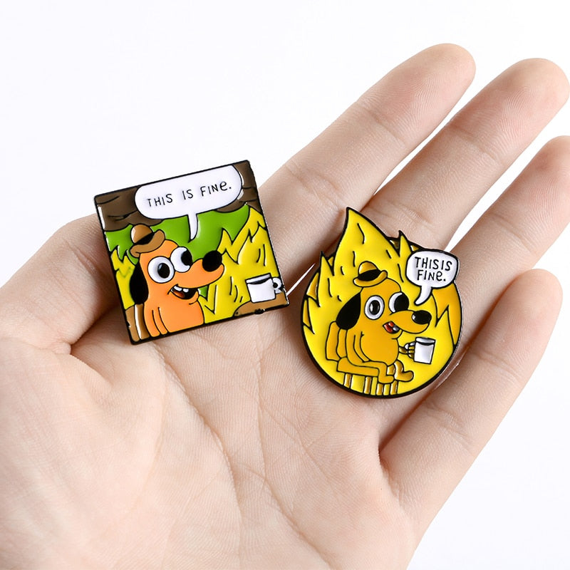 Pinuri Meme "This Is Fine" (set 3 buc.)