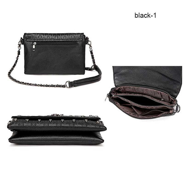 Geantă De Umăr Damă Punk Skeleton PU