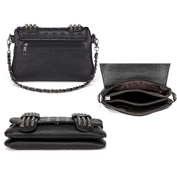 Geantă De Umăr Damă Punk Skeleton PU