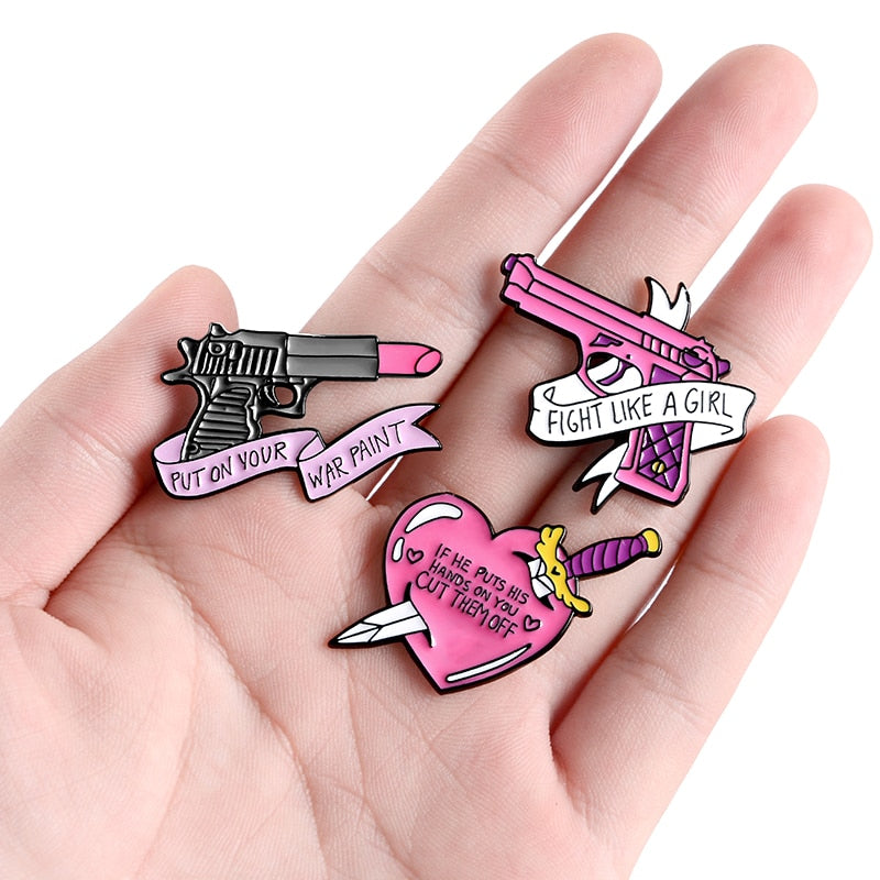 Pin-uri Feministe "Girl Power" (variante multiple)