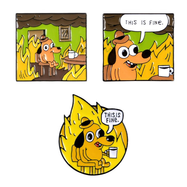 Pinuri Meme "This Is Fine" (set 3 buc.)